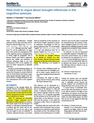 Full Download How (not) to argue about is/ought inferences in the cognitive sciences - Katinka J.P. Quintelier | PDF