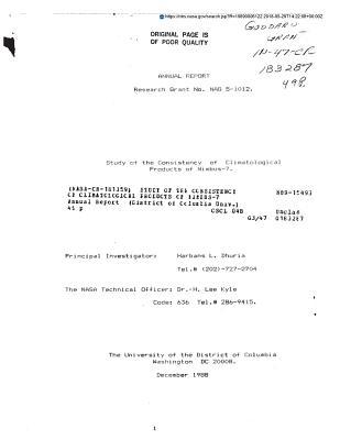 Full Download Study of the Consistency of Climatological Products of Nimbus-7 - National Aeronautics and Space Administration | ePub